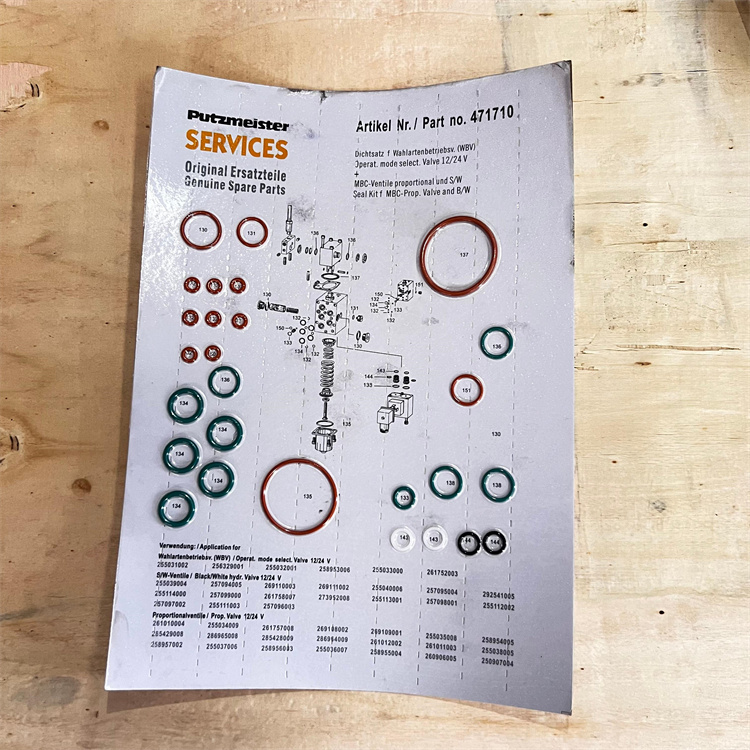 Putzmeister 471710 Concrete Pump Seal Kit Repair Kits